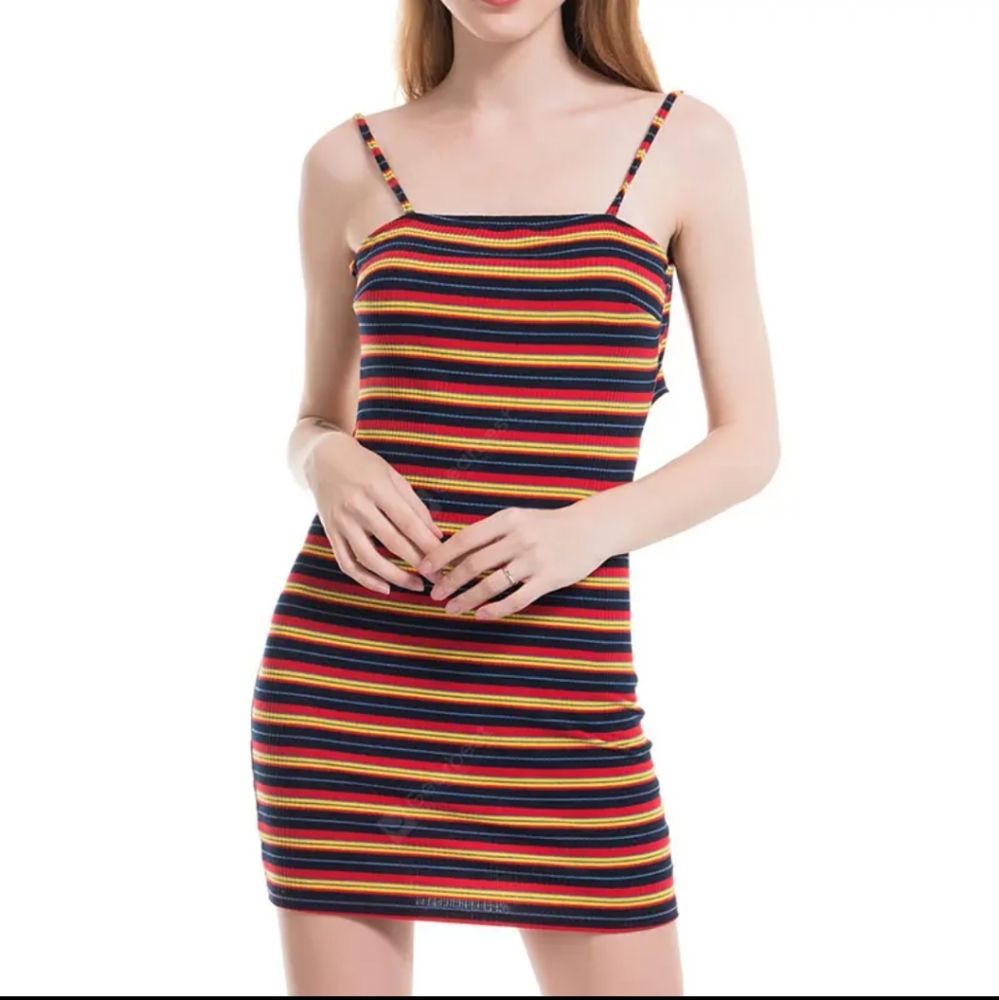 Rainbow Striped Ribbed Skirt Set
